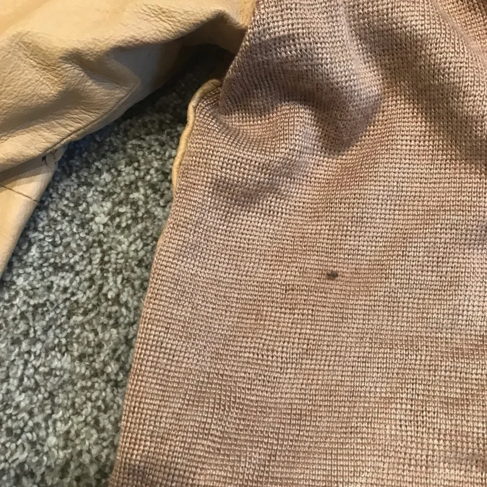 Lorenier Leather Wool Blend Sweater Jacket - Size XXL